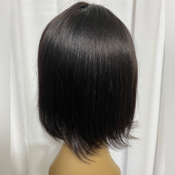 8 Inch Human Hair Wig with Bangs None Lace Front With Band Glue-less Short Bob - Picture 4 of 8